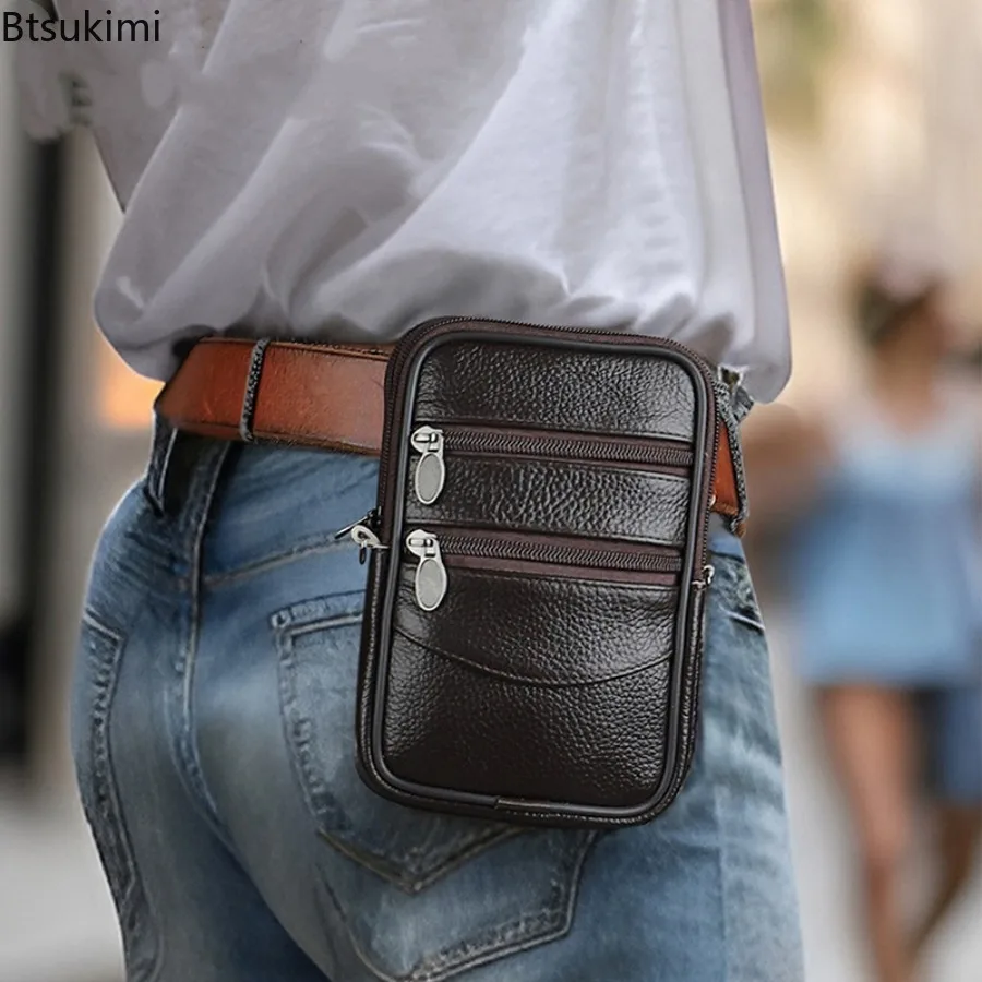 New Men's Shoulder Messenger Bag Casual Sports Genuine Leather Small Crossbody Bags Man Business Sling Bags for Husband Gifts