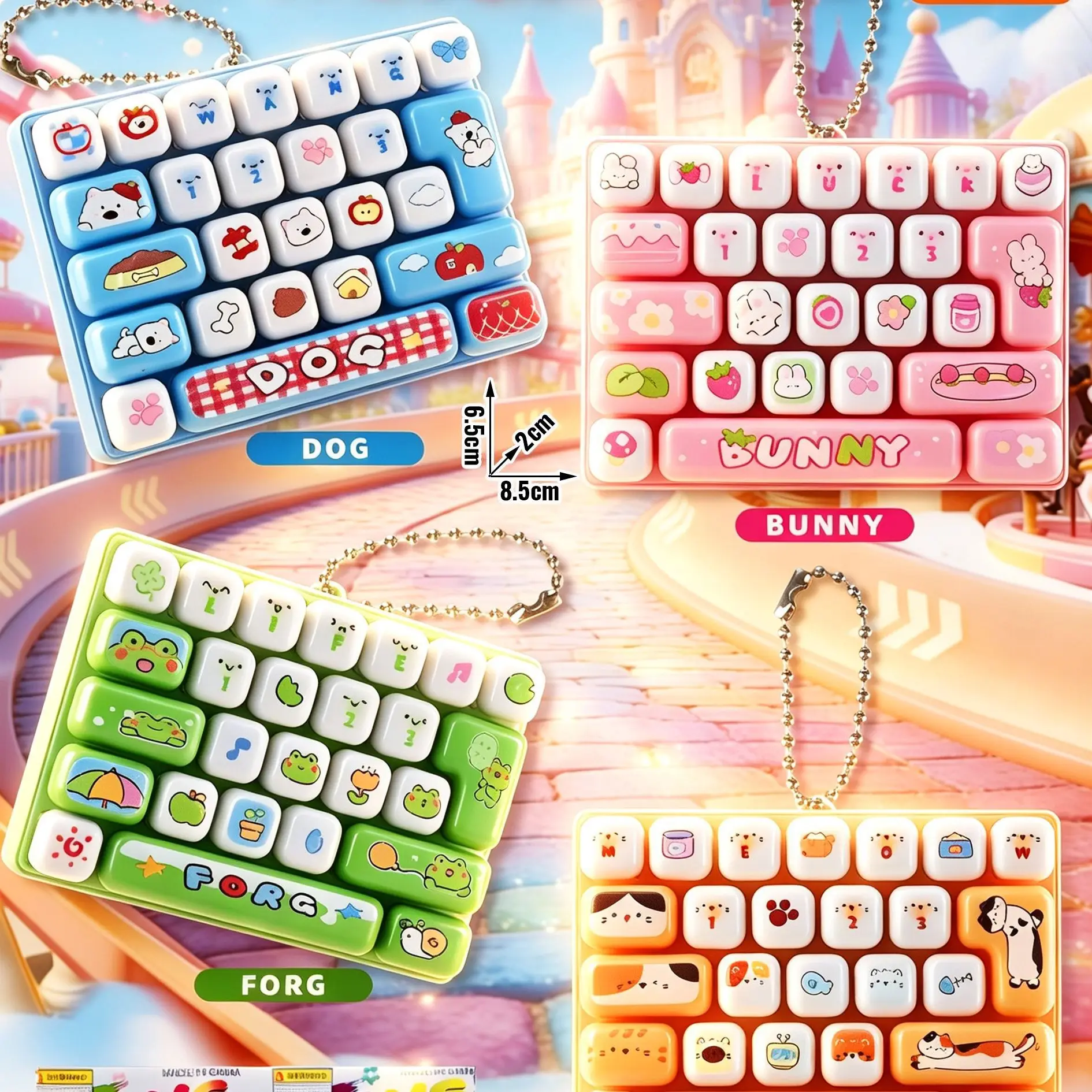 26 keyboard keychain children's cartoon button clicker stress release Fidget backpack hook pendant gift