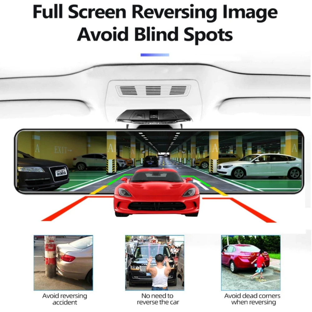 12 بوصة داش كام عدسة مزدوجة 4K 3840*2160P كاميرا DVR للسيارة واي فاي نظام تحديد المواقع APP داشكام الأمامي والخلفي للرؤية الليلية تسجيل الفيديو #6