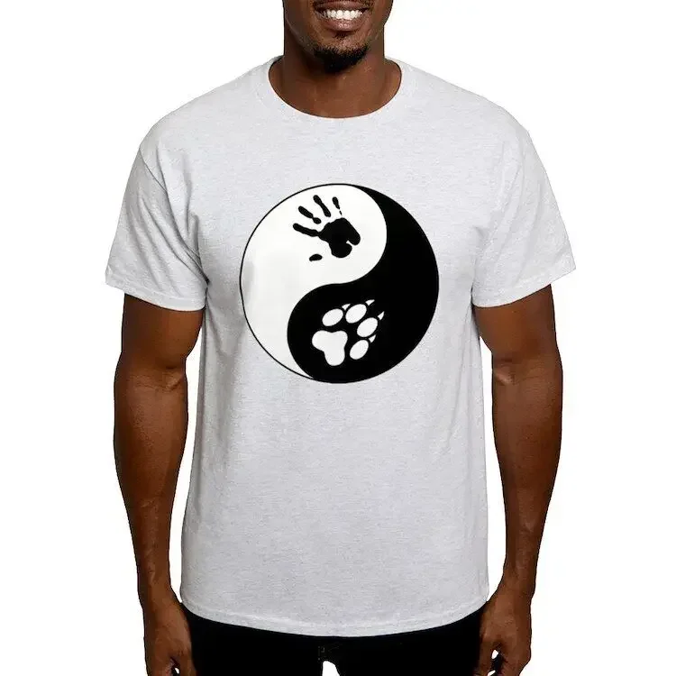 CafePress Wolf Therian Ying Yang Light T Shirt 100% Cotton T-Shirt (692935975) long sleeves