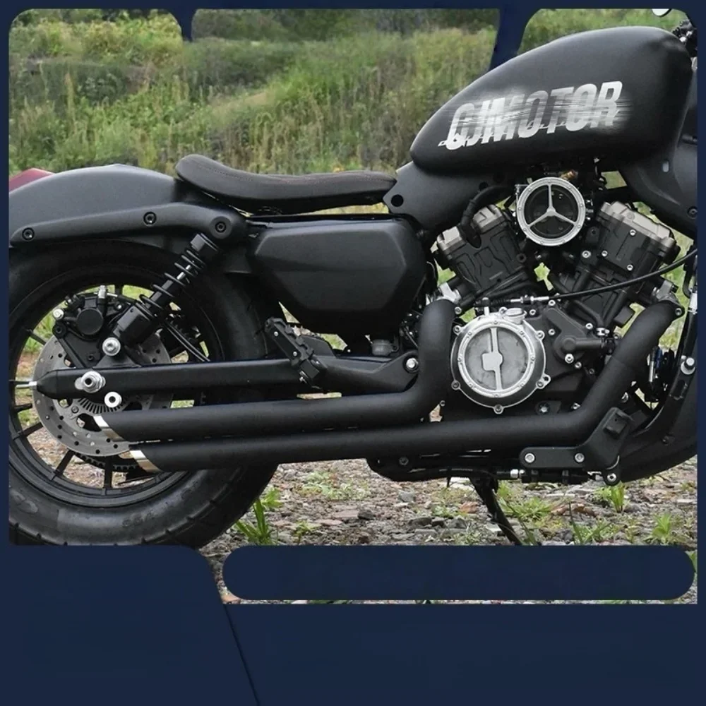 For QJMOTOR SRV 250V300 VH oblique exhaust pipe right side double outlet sound wave low horse hoof sound send accessories