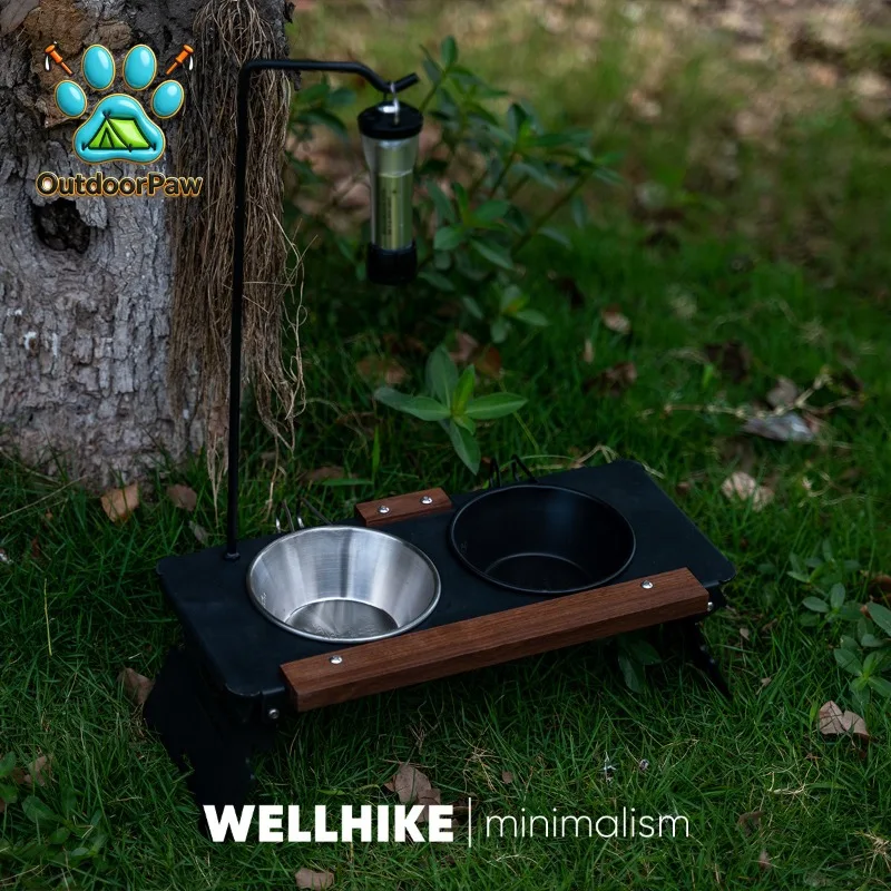 Portable Multi-Function Pet Stand Pet Bowl Holder for Cat and Dog Food Outdoor Camping and Home Use