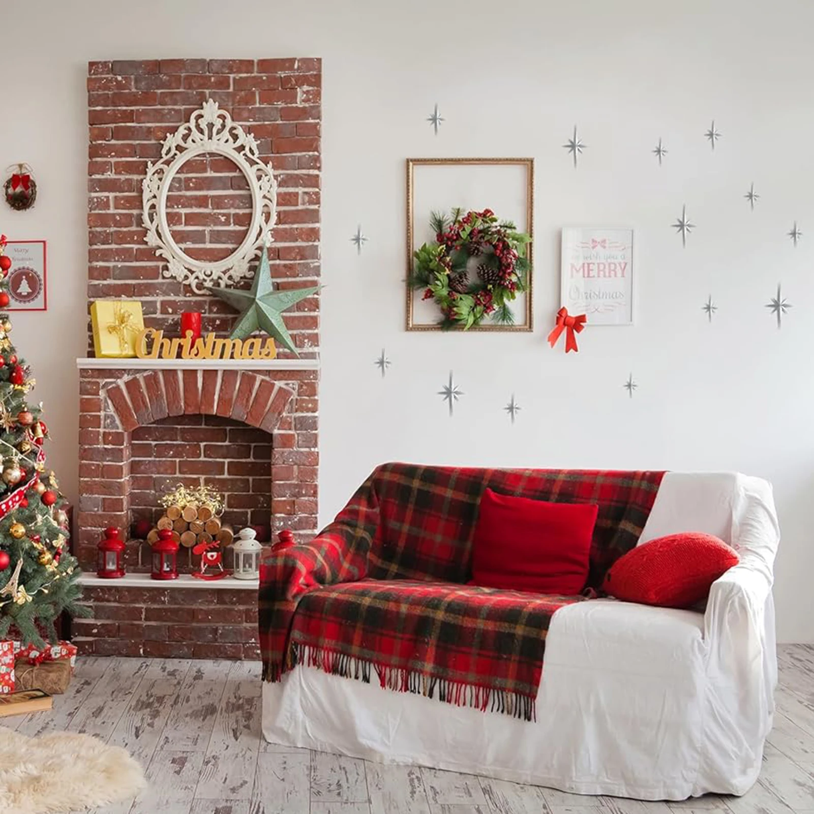 

6pcs Christmas Decoration Pendant 3D Multi Dimensional Explosion Star Hanging For Wall Window Door 2025 Xmas Party Decorations