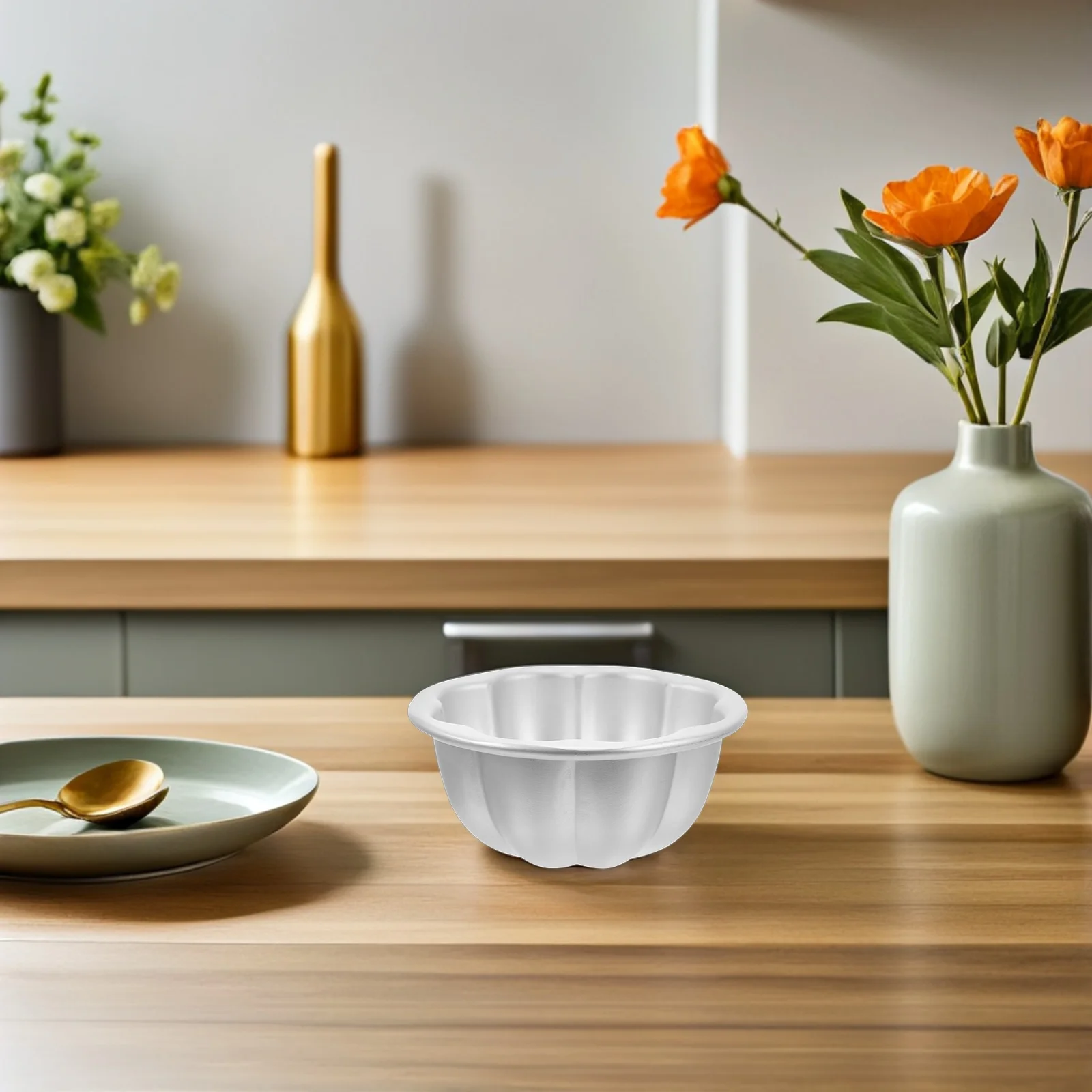 4 قطعة قالب كعكة من سبائك الألومنيوم 3.73 بوصة.77 بوصة على شكل يقطين مقلاة خبز غير لاصقة لتذير البيض بودنغ جيلي أدوات خبز عالية الحرارة #5