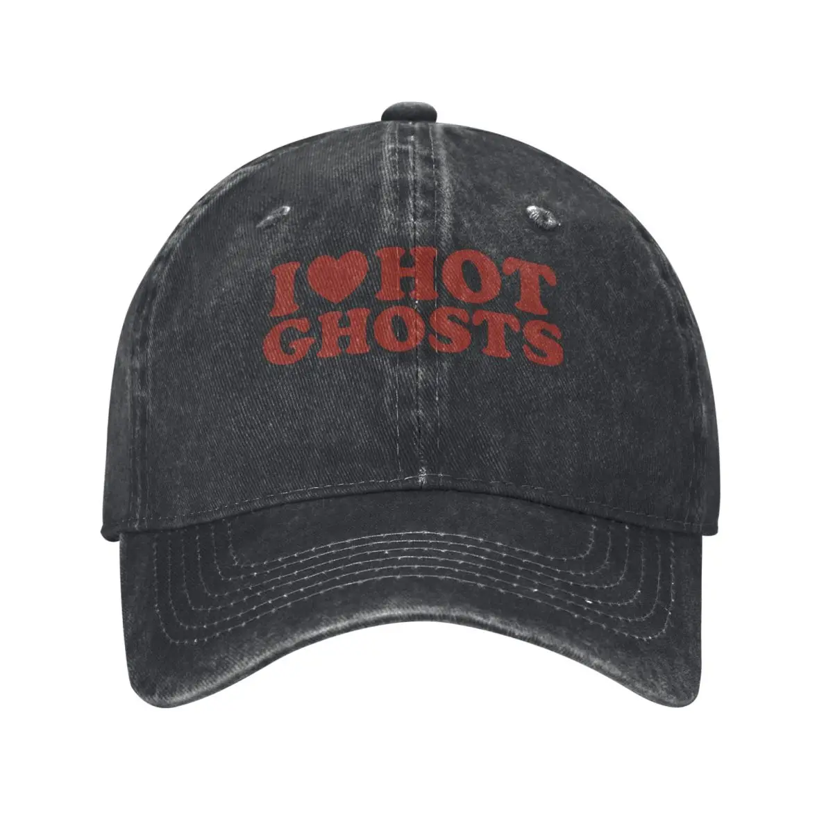

HOT GHOSTS, Bold Red & White Print denim Hat Lightweight Cap Female Women's Baseball Cap