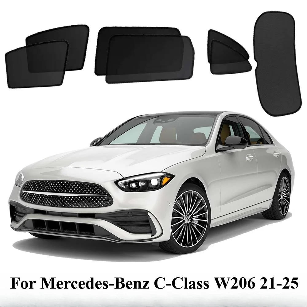 Black Sun Shades For Mercedes-Benz C-Class W206 21-25 Front Windows Sun Blind