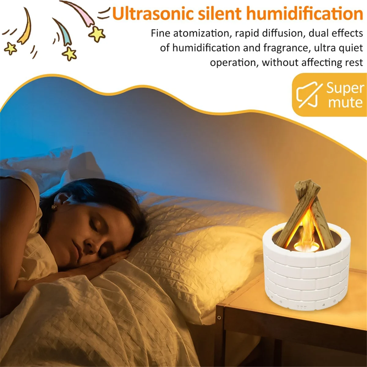 BABZ Simulation Flame Diffuser Campfire Humidifier Diffuser Fragrance Office Home Flame Humidifier Aromatherapy Machine