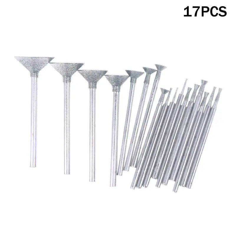 0.5-16mm Diamond Round Burring Sanding Drill Bit Grinding Head 2.35mm Shank Carve Precision Carving Tool Electric Grinder Parts