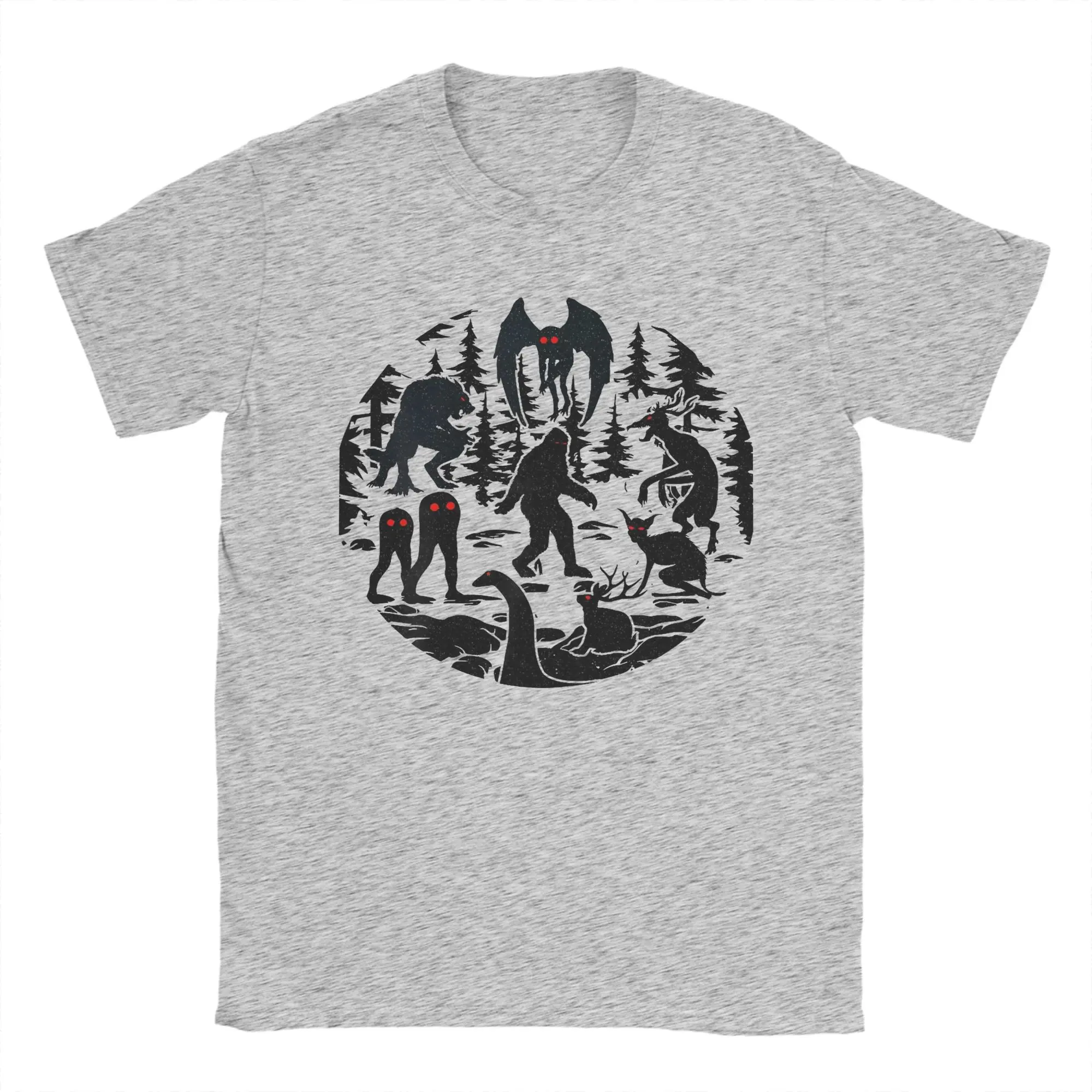 Bigfoot Loch Ness Monster Mothman T Shirt 100% Cotton Funny T-Shirt Round Neck Cryptids Tee Shirt Short Sleeve Clothing Gift