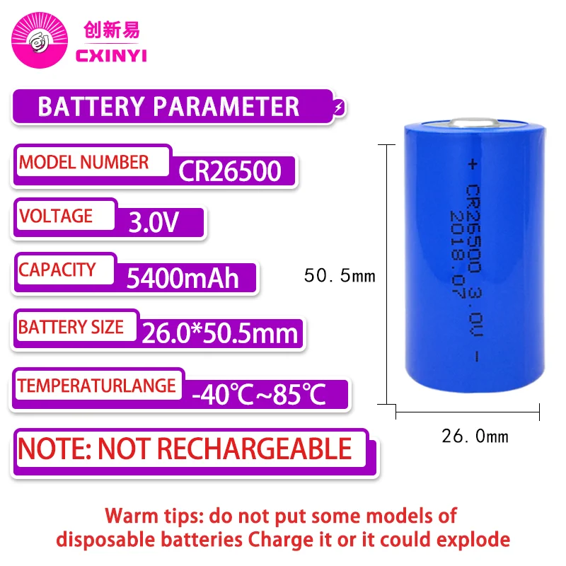 Cxinyi CR26500 3V Lithium Battery Turbine Flow Meter Internet of Things GPS Locator CNC Machine Tool PLC Programmer