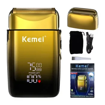 Kemei TX10 เครื่องโกนหนวดไฟฟ้าใหม่พร้อมจอแสดงผล LED ผมชาร์จเครามีดโกนหัวล้านโกนสําหรับชาย