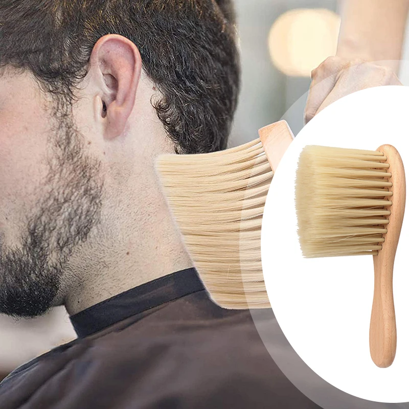 1PC Wooden Brush Professional Broken Soft Hair Brushes Neck Face Duster Barber Hair Sweeping Cutting Styling Tool