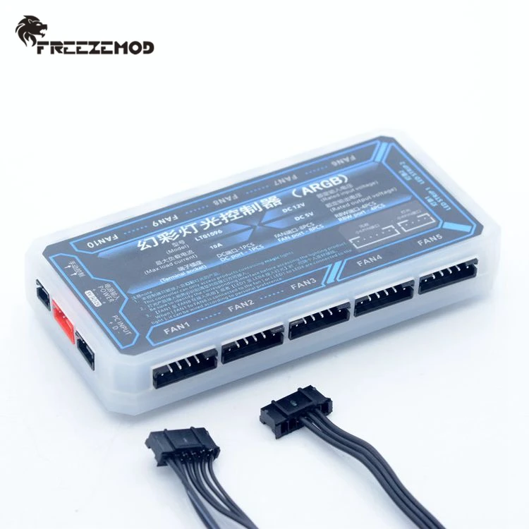 Freezemod computador resfriamento de água 5v 3pin luz aurora rgb hub de controle remoto 1-10 ventiladores divisor CH-YKKZ-JX com sincronização da placa-mãe