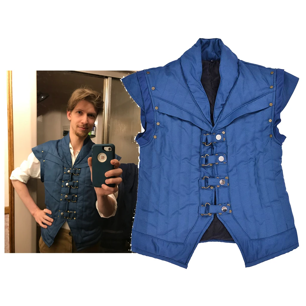 Men\'s Tangled Flynn Rider Cosplay Costume Vest Only Medieval Men\'s Blue Vest Halloween Carnival Cosplay Accessory