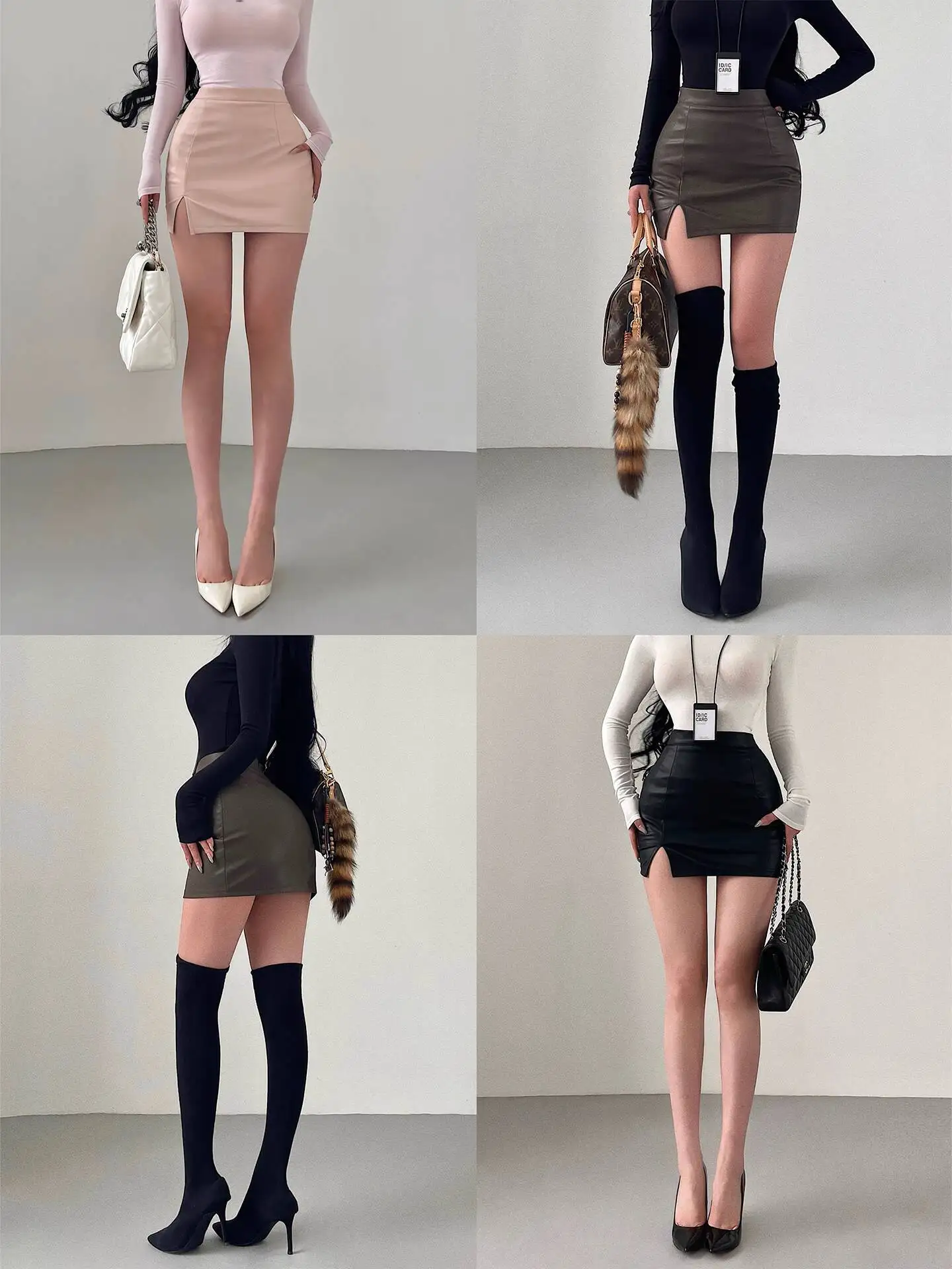 Maturo Puro Desiderio Sexy Vita Alta Fessura Dell'anca Anti-Esposizione Aderente PU Minigonna In Pelle Moda Donne Sexy Minigonne 99JO