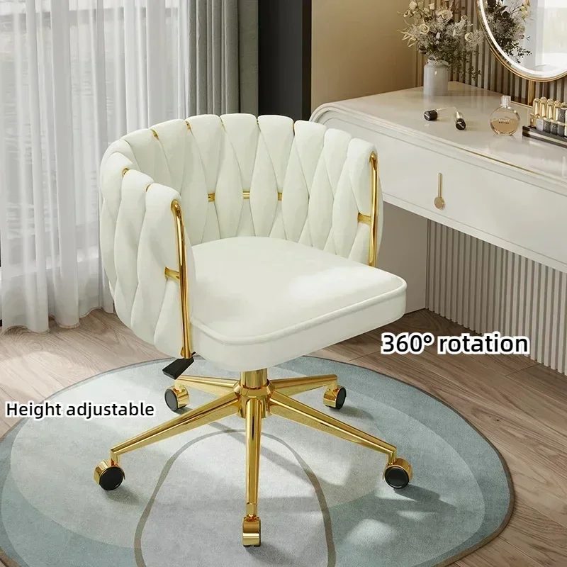 Luxury Pink Bedroom Computer Chair Girls Makeup Elegant Backrest Simple Computer Chair Swivel Silla Escritiorio Office Furniture