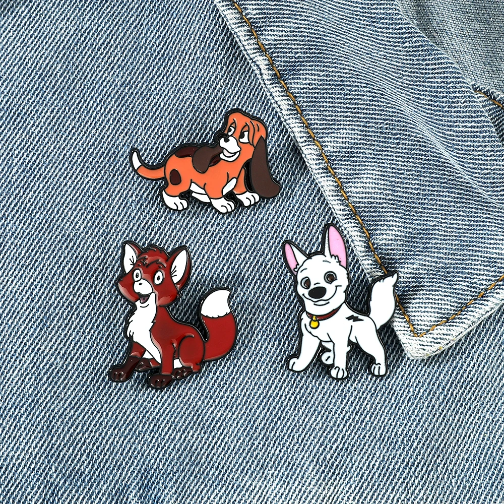Broche en Émail du Dessin Animé Renard et le Chien, Danemark ge en Métal, Bijoux, Sac à Dos, Accessoires pour Vêtements, Cadeaux pour Ami, 3 Pièces