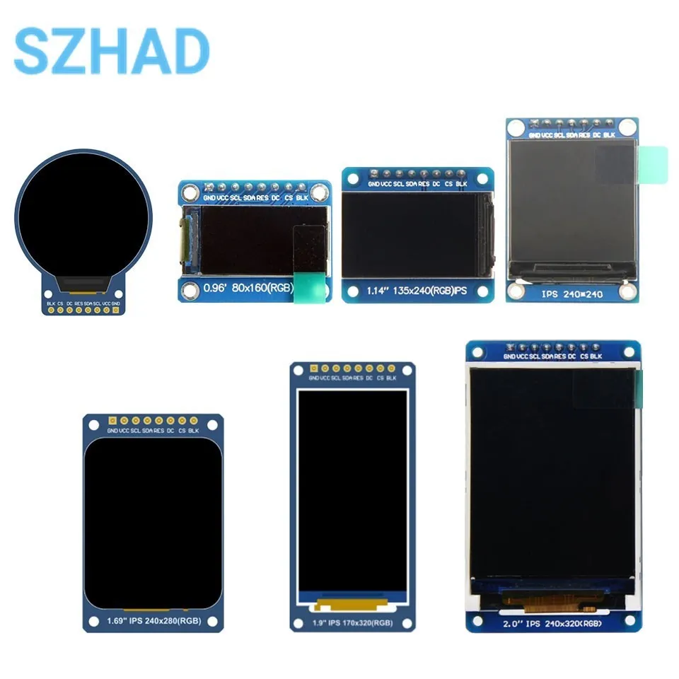 

0.96/1.14/1.28/1.3/1.54/1.69/1.9/2.0 inch IPS TFT LCD OLED Display Module for ardunio Raspberry Pi Stm