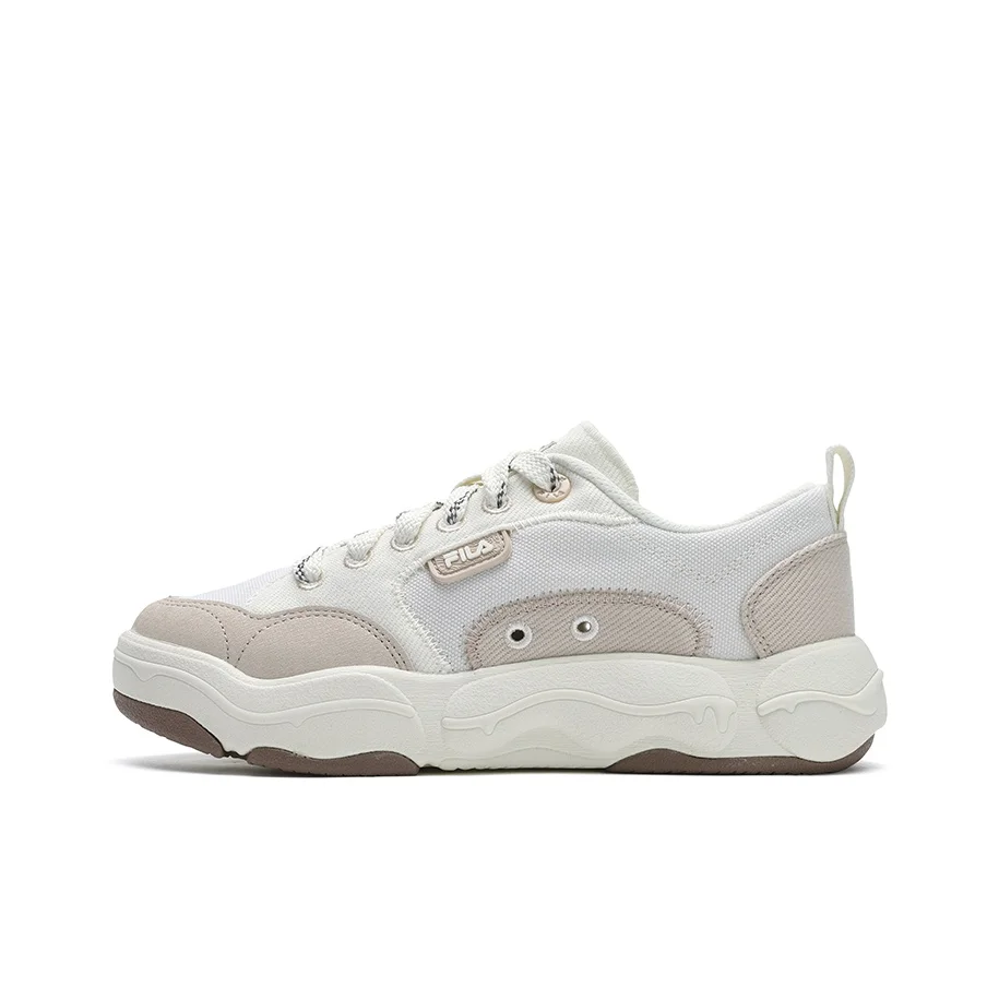 FILA BURGER Hamburger Shoes Breathable And Lightweight Low top Canvas Shoes Women's White Yellow F12W532301FGA