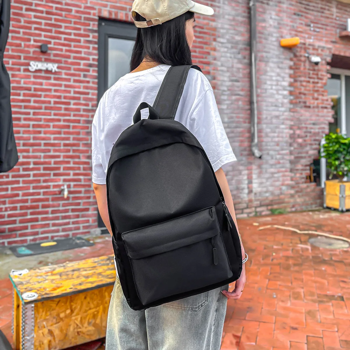 

Going out computer travel bag new simple Korean version black backpack college style school season student schoolbag business