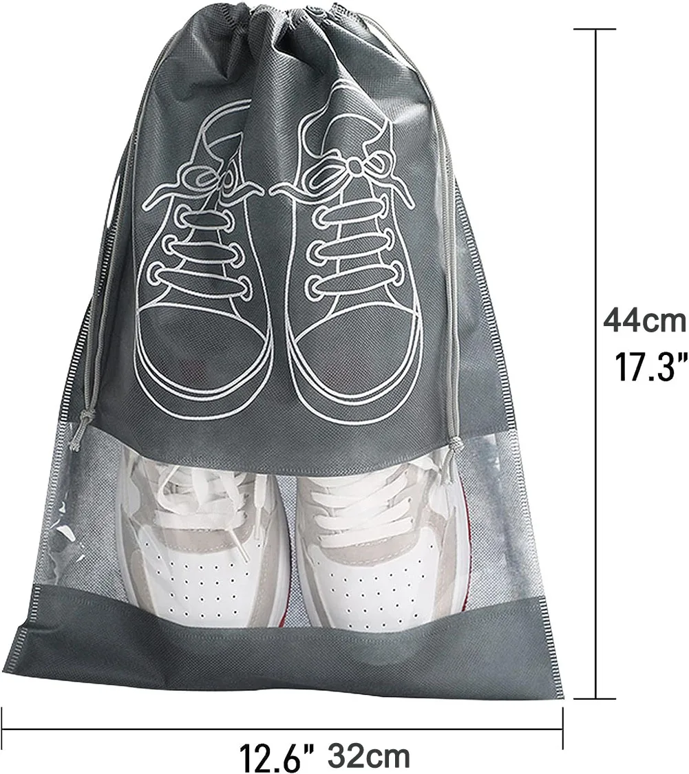 Shoes Storage Organizer Bags Non-woven Travel Portable Closet Bag Waterproof Pocket Clothing Tranparent Hanging Bag