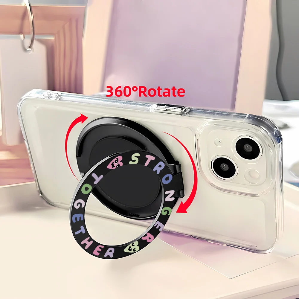 Farbige Buchstaben, Kunststoff, selbstklebende Version, Muster, Fingerring 360 °   Drehbarer Halterständer für Mobiltelefone mit Griff