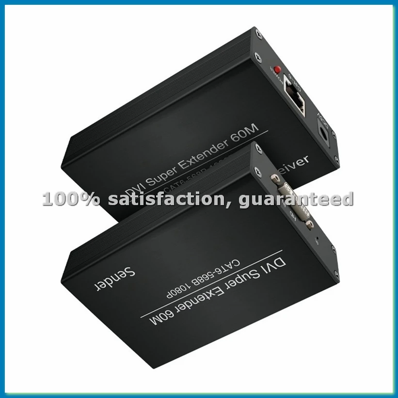 

DVI Extender RJ45 Cat6 Cable Extender to 196.8Ft Transmitter Receiver DVI Ethernet Adapter HD 1920X1200 EU Plug-ABFT