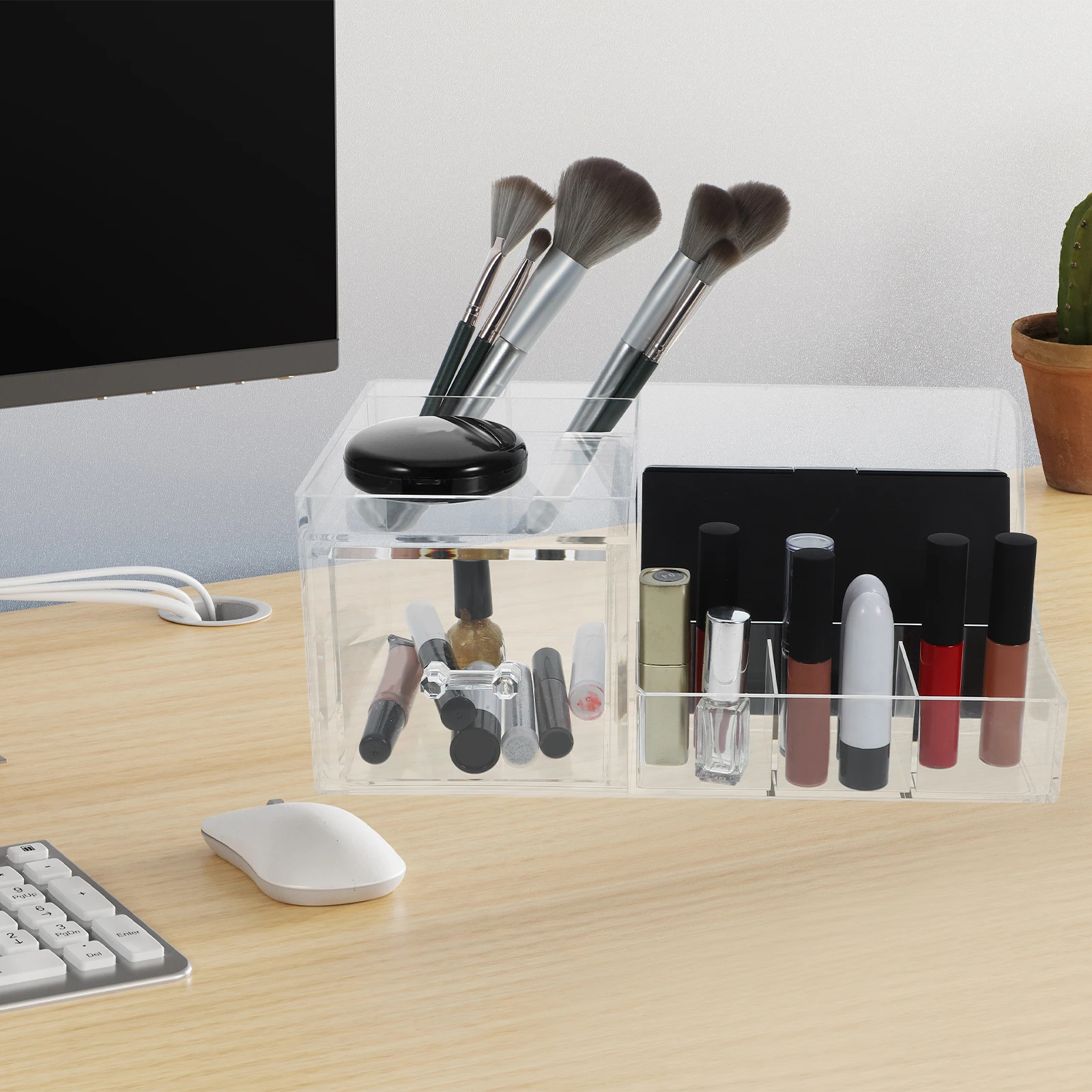 

Storage Box 7 Drawers Transparent Makeup Organizer Holder Desk Accessories Brush Container Material