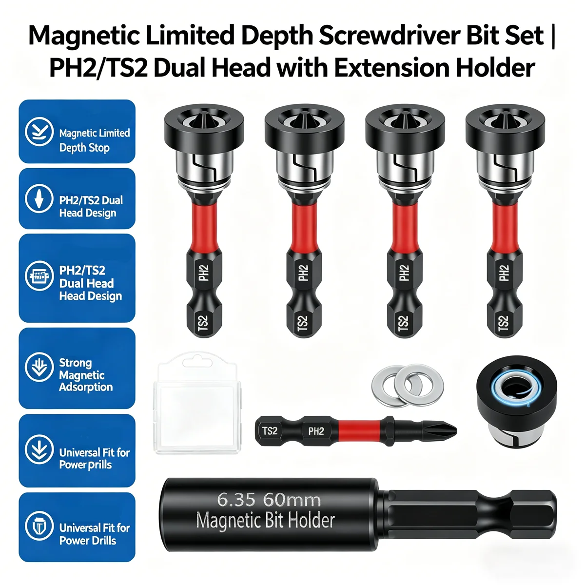 

Magnetic Positioning Screwdriver Bits S2 Drywall Screw for Plasterboard Gypsum Board Locating Bit Batch Head Drilling Tools