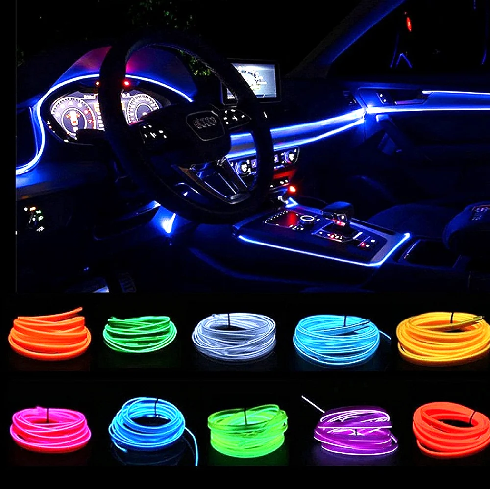 

Car Interior Decorative Light EL Wiring Neon Led Strip Flexible Ambient Lamp Bar USB For Auto DIY Party Family Atmosphere Diode