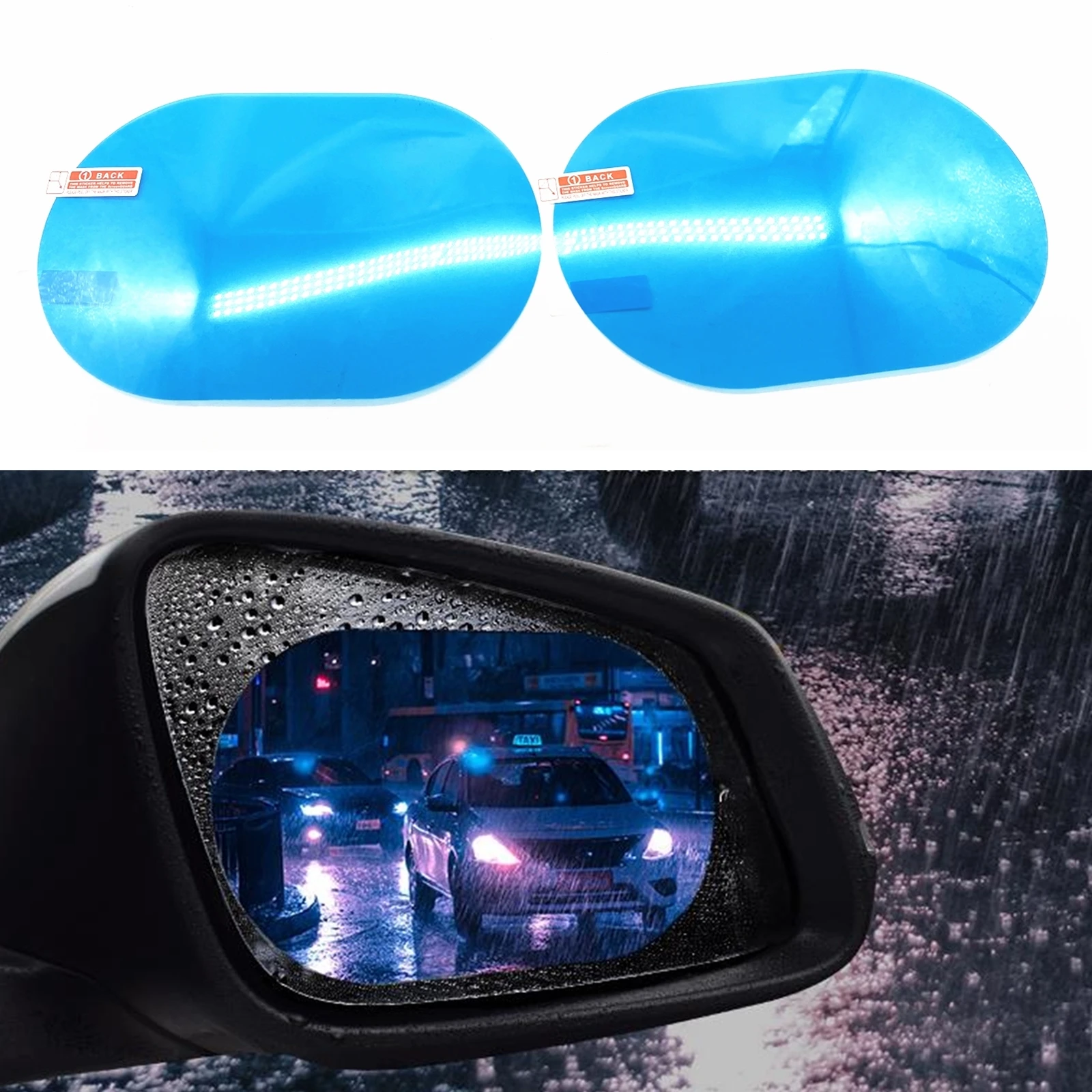 2PCS Car Rear View Mirror Film Rainproof Anti-Fog Hydrophobic Protection Stickers Reverse Glass Waterproof Cover Mat Shade Trim