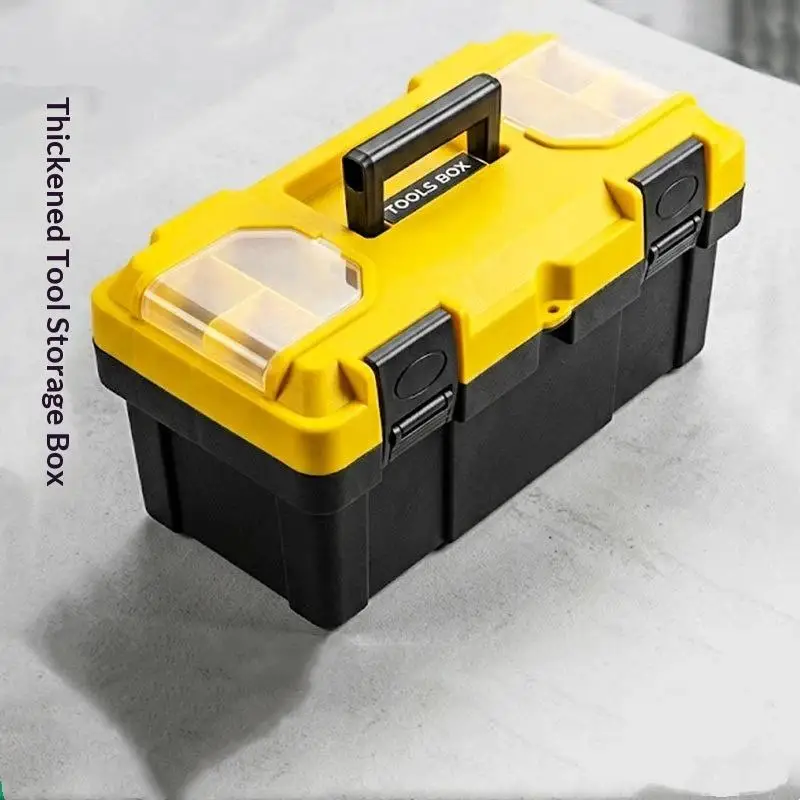 1Pcs 12/14 Inches Thickened Plastic Tool Box Portable Hardware Tool Storage Case With Transparent Small Parts Compartment