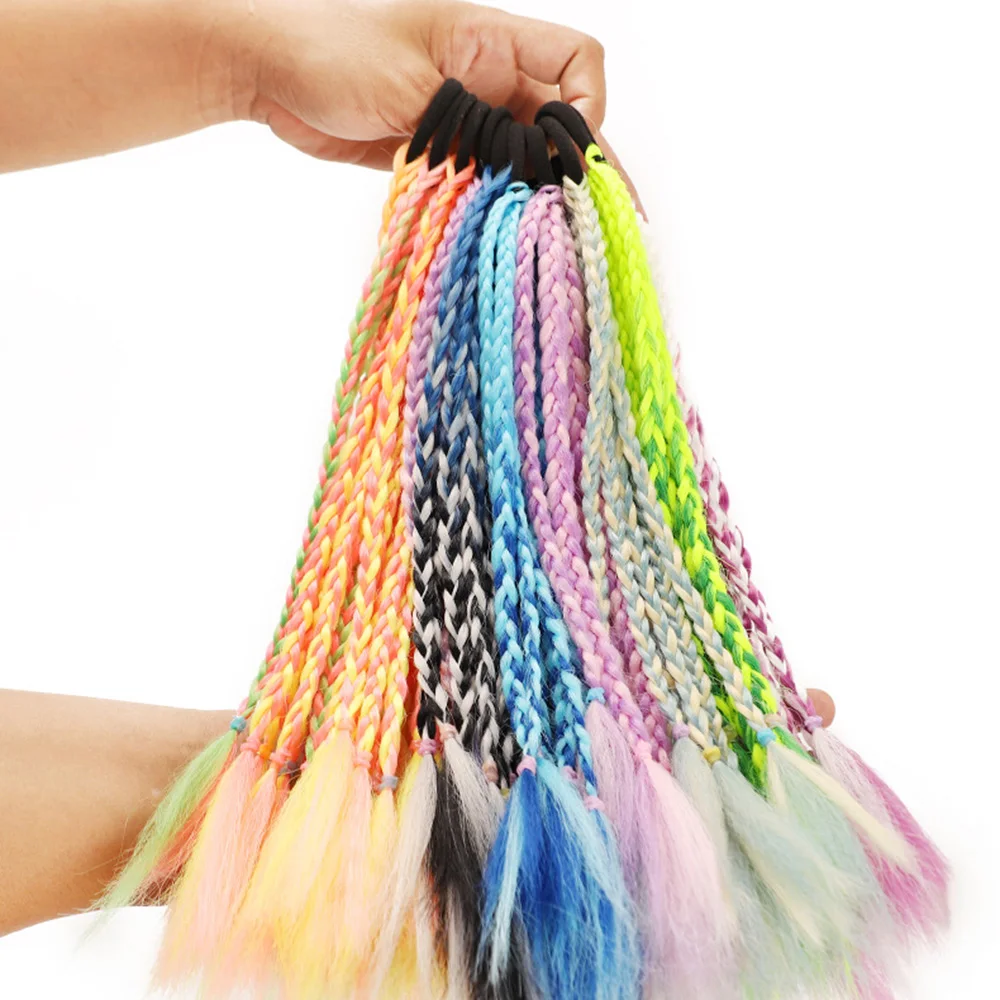 Colorful Girl Thicker Wig Ponytail Hair Ropes Kids Twist Braid Rope Headdress Hair Braider Elastic Hair Band Hair Accessories