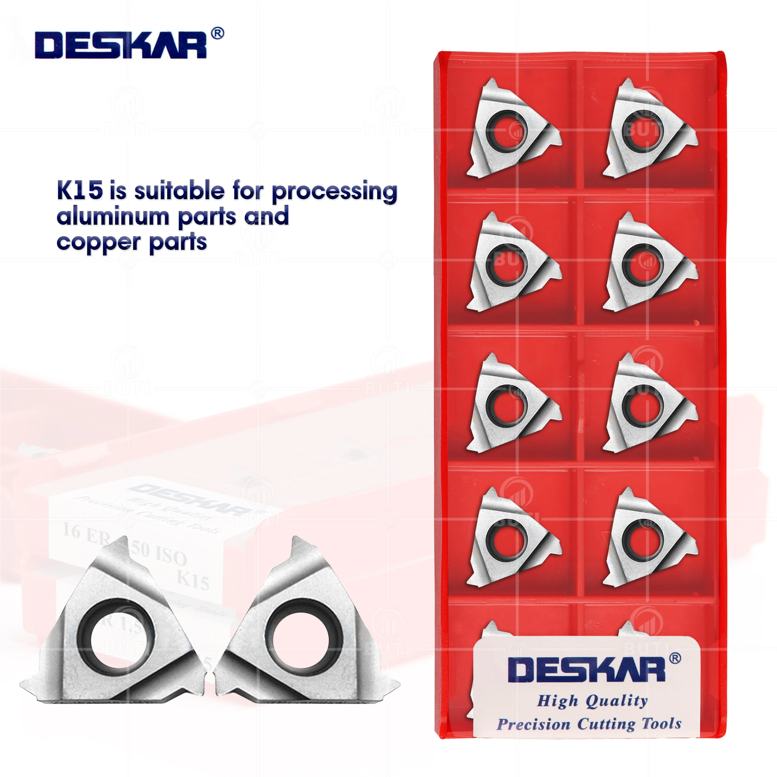 Deskar 100 Original 16er 16ir 1.0 1.5 1.75 2.0 2.5 3.0iso K15 Torno Cnc Rosqueamento Ferramenta de Torneamento Cortador de Lâmina de Rosca para Alumínio