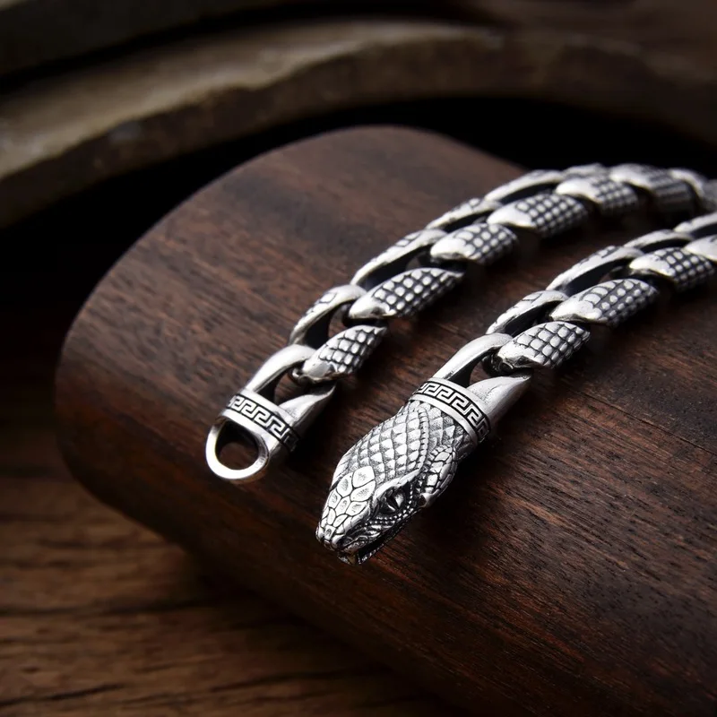 Large python bracelet men, a symbol of good luck protection for the year of one's birth, featuring a refined and retro d
