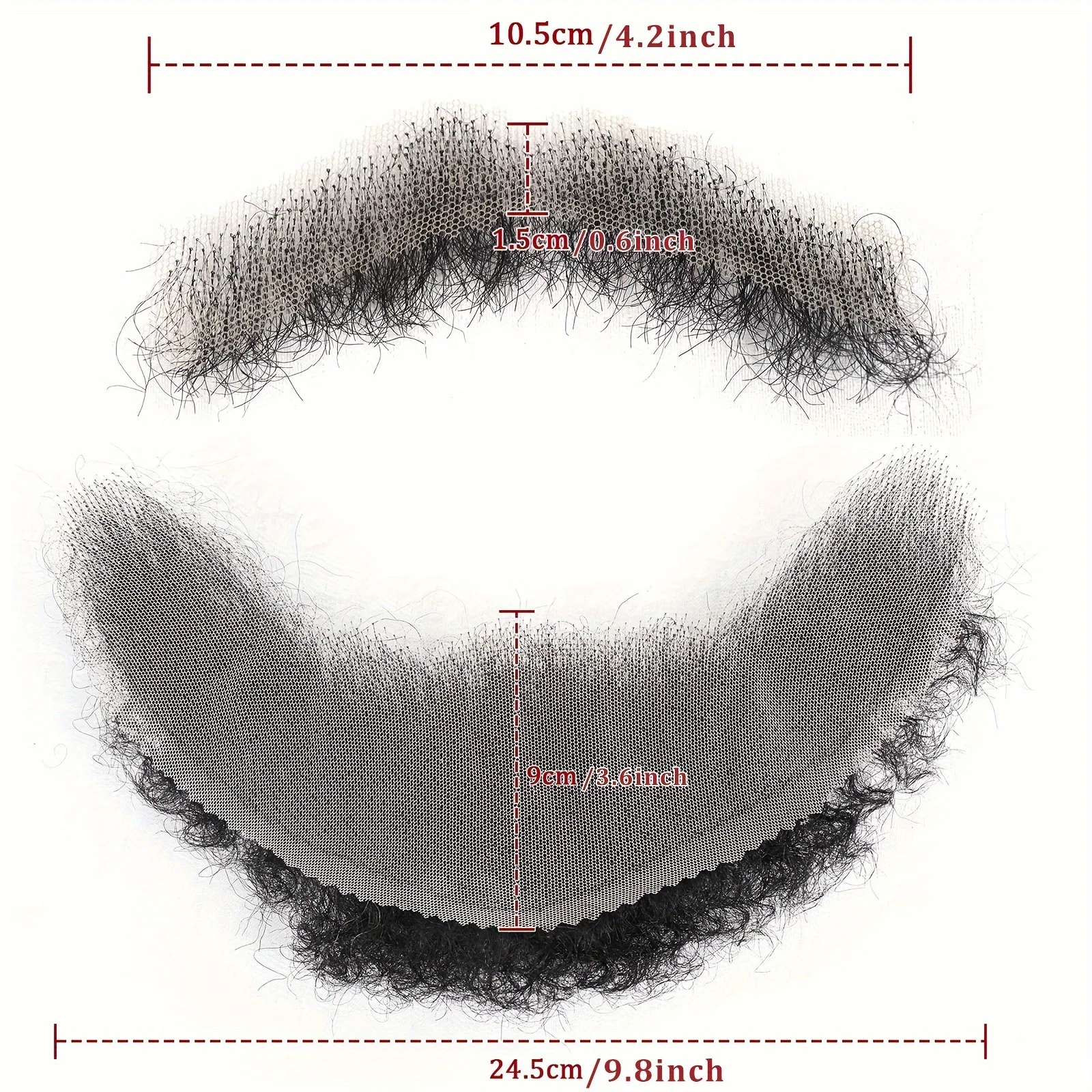 Afro Kinky Curly Black Fake Face Beard Mustache For Men Natural Human Hair Invisible Swiss Lace Thick Facial False Beard Makeup