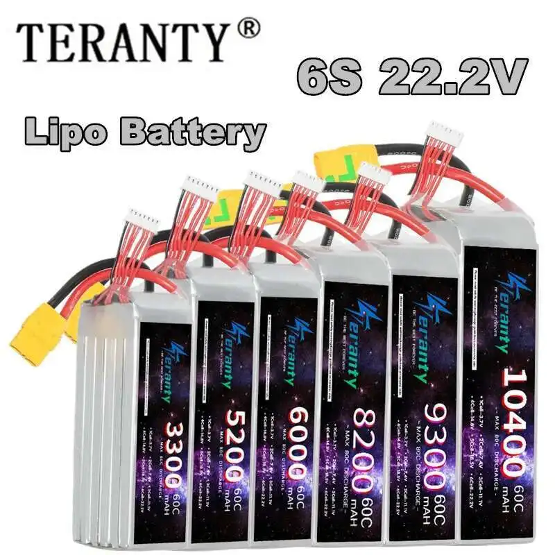 

TERANTY 6S Lipo аккумулятор 22,2 В 1800/2600/2800/3300/4200/5200/6000/6800/7800/8800/10400 мАч для радиоуправляемого автомобиля, дрона, квадрокоптера, лодки