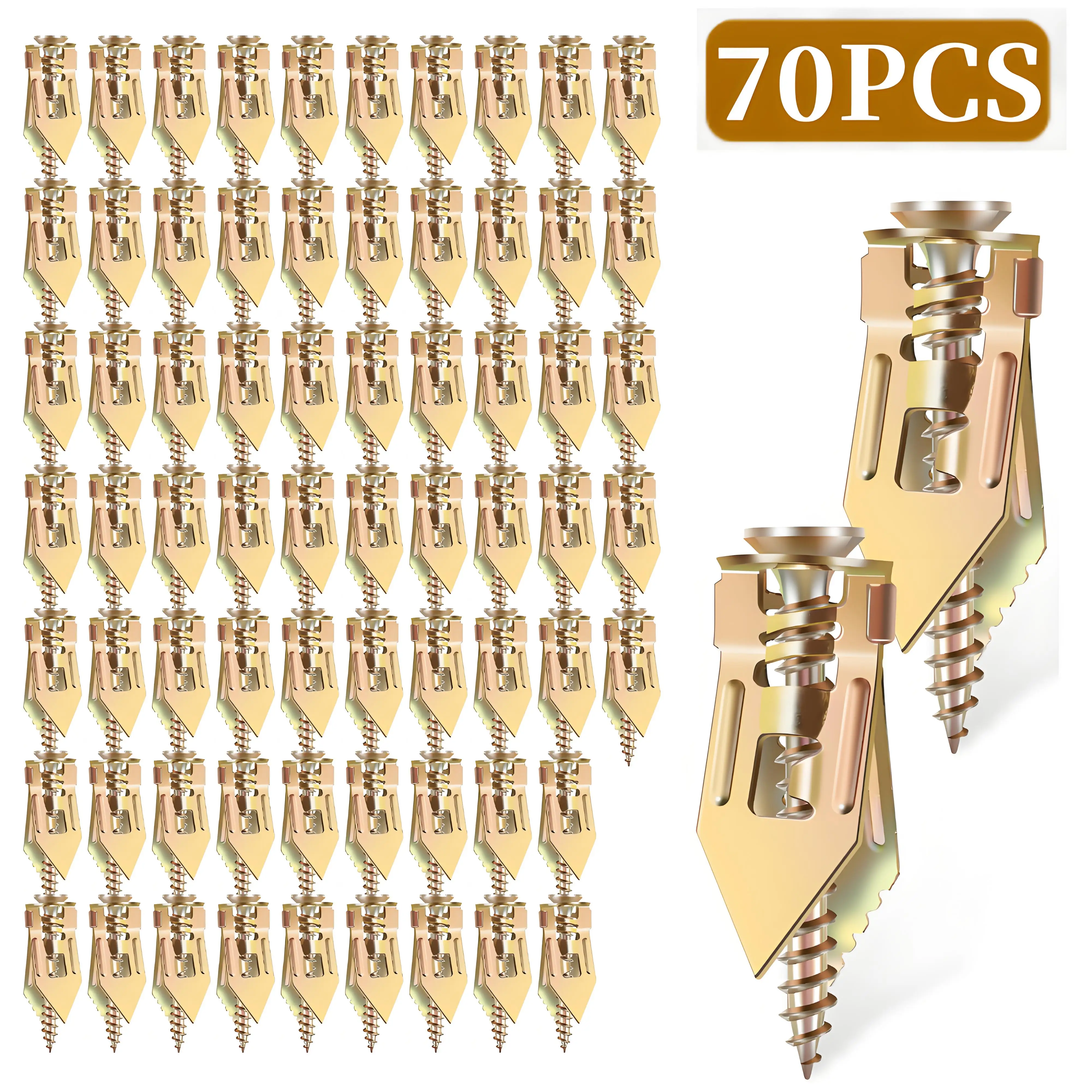 

70Pcs Self Tapping Screws Self Drilling Zinc Plated Steel Screws Drywall Anchors Expansion Nails for Gypsum Plasterboard Dowel