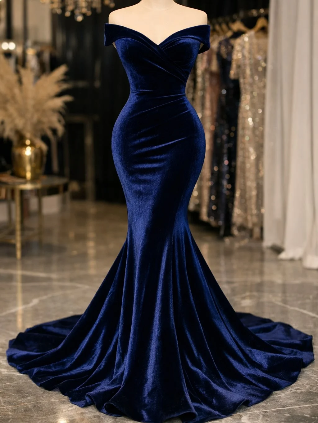 

Woman Evening Dresses For Events Luxurious Floot-Length Velvet Special Occasion Prom Gowns Customized Mermaid vestido réveillon
