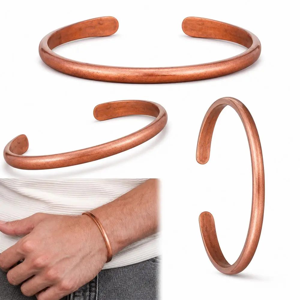 Durable Pure Copper Copper Bracelet Waterproof Adjustable Bangle Jewelry Chunky Design Unisex Size Wrist Cuff Daily Wear