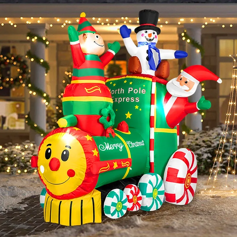 6FT Christmas Decoration Inflatable Toys Xmas Tree with LED Light Outdoro Toys Inflatable Model Festival Party Scene Decor Gift