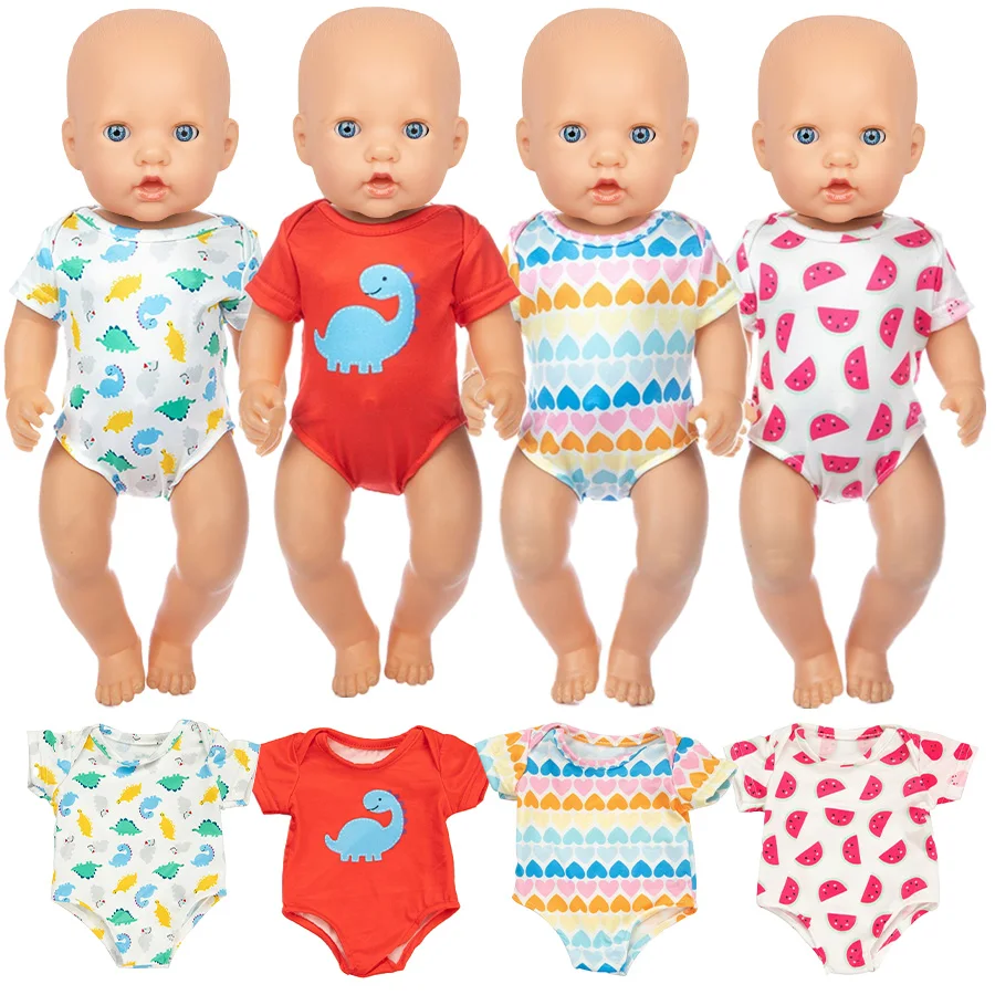 Cartoon Dinosaur Swimming Suit for 16-18Inch American Doll 40-45cm Born Baby Doll Clothes Accessories Our Generation Girl's Toy