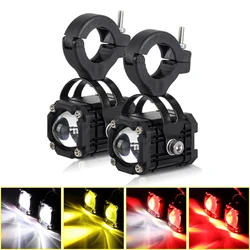 Motorcycle LED Auxiliary Headlight Spotlight Hi/Lo Beam Bright Driving Fog Light Waterproof Universal ATV Scooter