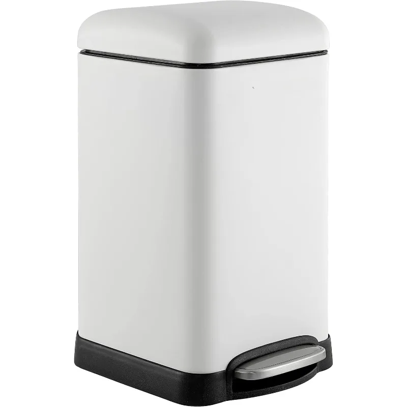 C Betty Retro Mini 3.2-Gallon Step-Open Trash Can, Modern, Minimalistic, Fingerprint-Proof, Rustproof, Soft Clo