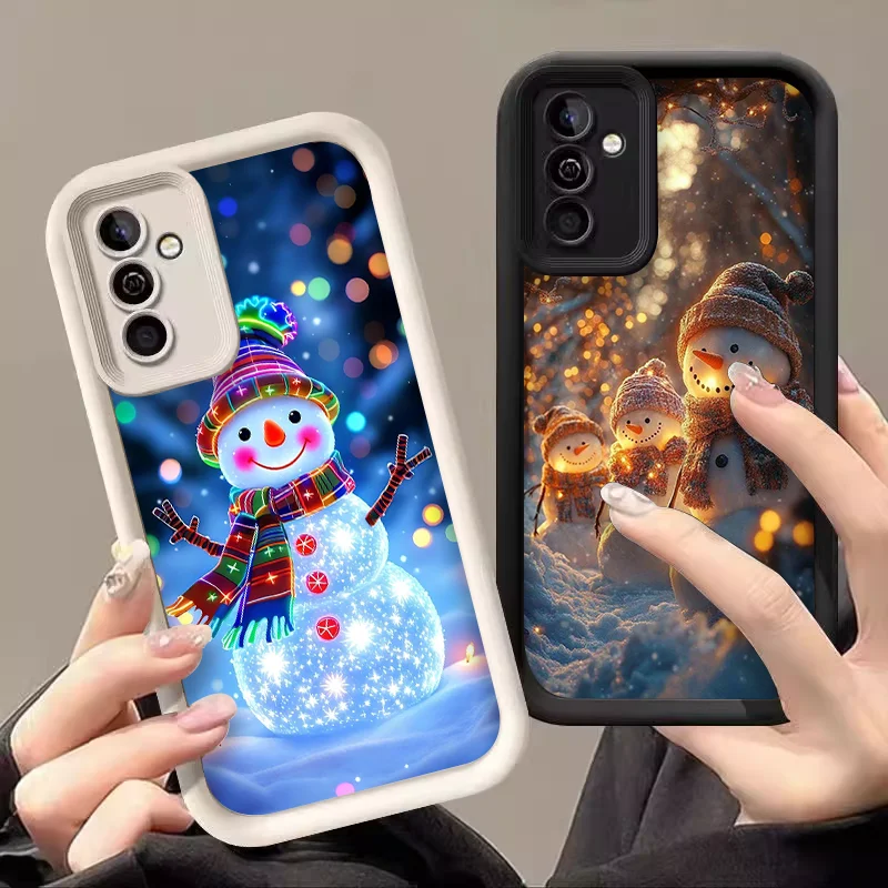 Winter Christmas Cute Snowman Pattern Phone Case for Samsung Galaxy S25 S24 FE S23 S22 S21 Plus Note 20 Ultra 5G Soft Cover Y2K