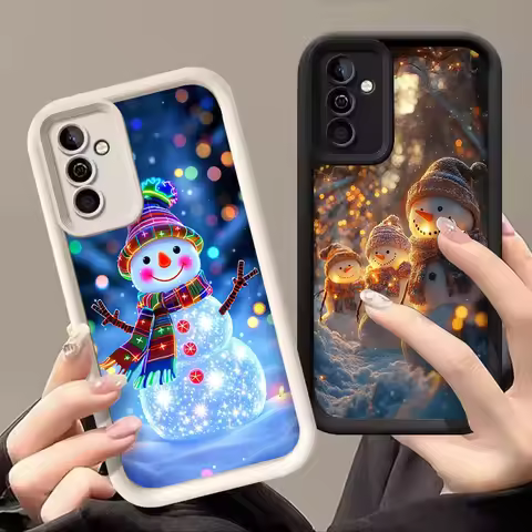 Winter Christmas Cute Snowman Pattern Phone Case for Samsung Galaxy S25 S24 FE S23 S22 S21 Plus Note 20 Ultra 5G Soft Cover Y2K