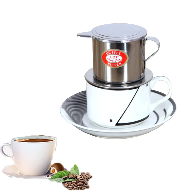 Filtro de café de acero inoxidable, taza de infusión, taza de servicio deliciosa, portátil, filtro de goteo de café vietnamita