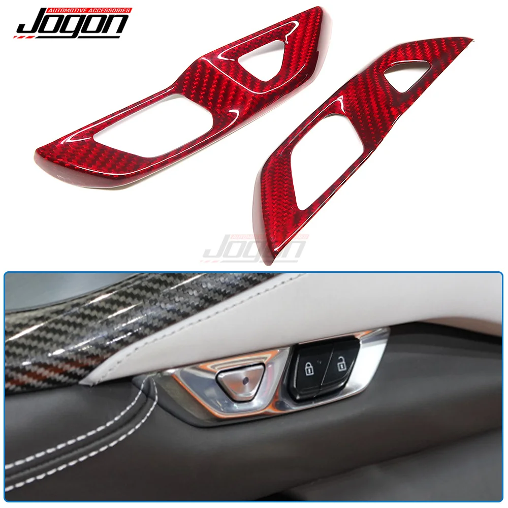 Car Accessories For Chevrolet Corvette C8 2020 2021 2022 2023 100% Real Carbon Fiber Door Lock Frame Cover Interior