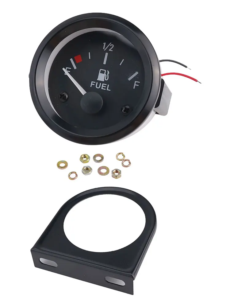 12 Volt 2 Inch 52mm Car Fuel Gauge Meter with 24033 ohm Resistance and LED Indicator Light for Easy Fuel Monitoring