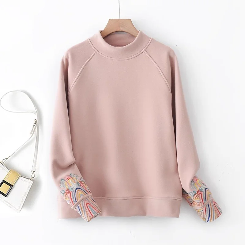 2025年春新作 レディース ゆったりトップス カジュアル ハーフタートルネック 無地 多機能 薄手 スウェットシャツ